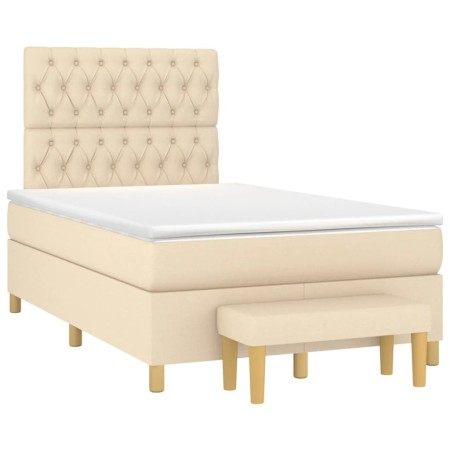 Box spring bed with cream-colored fabric mattress 120x190 cm by , Beds and slatted bases - Ref: Foro24-3270430, Price: 473,41...