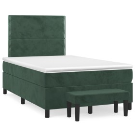 Cama box spring con colchón terciopelo verde oscuro 120x190 cm de , Camas y somieres - Ref: Foro24-3270466, Precio: 457,99 €,...