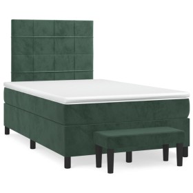 Cama box spring con colchón terciopelo verde oscuro 120x190 cm de , Camas y somieres - Ref: Foro24-3270472, Precio: 436,99 €,...