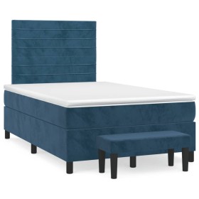 Box spring bed with dark blue velvet mattress 120x190 cm by , Beds and slatted bases - Ref: Foro24-3270479, Price: 437,95 €, ...