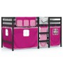 High bed for children with pink pine wood curtains 80x200 cm by , Beds and slatted bases - Ref: Foro24-3283816, Price: 178,87...