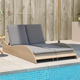 Synthetic rattan sun lounger with beige cushions 114x205x73 cm by , Loungers - Ref: Foro24-368290, Price: 263,67 €, Discount: %