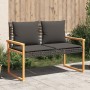 Garden bench with black synthetic rattan cushion and acacia wood by , garden benches - Ref: Foro24-365862, Price: 107,10 €, D...