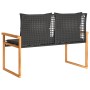 Garden bench with black synthetic rattan cushion and acacia wood by , garden benches - Ref: Foro24-365862, Price: 107,10 €, D...