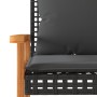 Garden bench with black synthetic rattan cushion and acacia wood by , garden benches - Ref: Foro24-365862, Price: 107,10 €, D...