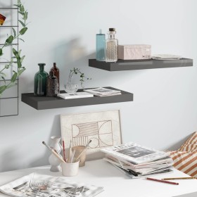 Set of 2 floating wall shelves in glossy gray MDF, 50x23x3.8 cm by vidaXL, Shelves and shelves - Ref: Foro24-323788, Price: 2...