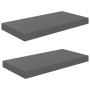 Set of 2 floating wall shelves in glossy gray MDF, 50x23x3.8 cm by vidaXL, Shelves and shelves - Ref: Foro24-323788, Price: 2...