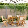 5-piece garden dining set, solid wood with beige fabric by , Garden sets - Ref: Foro24-3281703, Price: 343,93 €, Discount: %