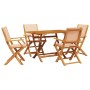 Set de comedor de jardín 5 pzas tela madera maciza beige de , Conjuntos de jardín - Ref: Foro24-3281703, Precio: 344,34 €, De...