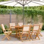 Garden dining set, 7 pieces, solid wood with beige fabric. by , Garden sets - Ref: Foro24-3281715, Price: 490,03 €, Discount: %