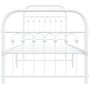 Metal bed frame with white headboard and footboard 75x190 cm by , Beds and slatted bases - Ref: Foro24-376657, Price: 86,94 €...