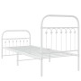 Metal bed frame with white headboard and footboard 75x190 cm by , Beds and slatted bases - Ref: Foro24-376657, Price: 86,94 €...