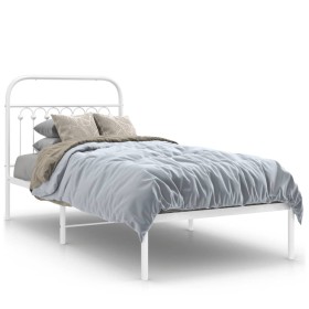 Estructura de cama de metal con cabecero blanco 90x190 cm de , Camas y somieres - Ref: Foro24-376641, Precio: 77,99 €, Descue...