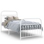 Metal bed frame with white headboard and footboard 90x200 cm by , Beds and slatted bases - Ref: Foro24-376660, Price: 93,99 €...