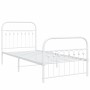 Metal bed frame with white headboard and footboard 90x200 cm by , Beds and slatted bases - Ref: Foro24-376660, Price: 93,99 €...