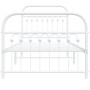 Metal bed frame with white headboard and footboard 90x200 cm by , Beds and slatted bases - Ref: Foro24-376660, Price: 93,99 €...