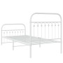 Metal bed frame with white headboard and footboard 90x200 cm by , Beds and slatted bases - Ref: Foro24-376660, Price: 93,99 €...