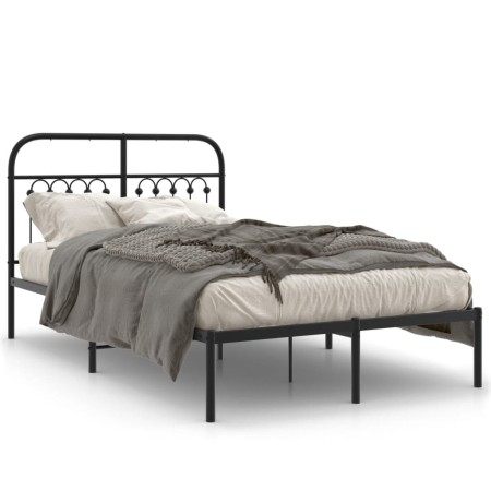 Estructura de cama con cabecero metal negro 120x200 cm de , Camas y somieres - Ref: Foro24-376598, Precio: 113,99 €, Descuent...