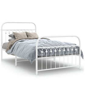 Estructura cama metal con cabecero y pie cama blanca 100x200 cm de , Camas y somieres - Ref: Foro24-376662, Precio: 96,82 €, ...