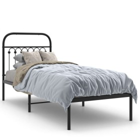 Estructura de cama con cabecero metal negro 80x200 cm de , Camas y somieres - Ref: Foro24-376591, Precio: 74,99 €, Descuento: %