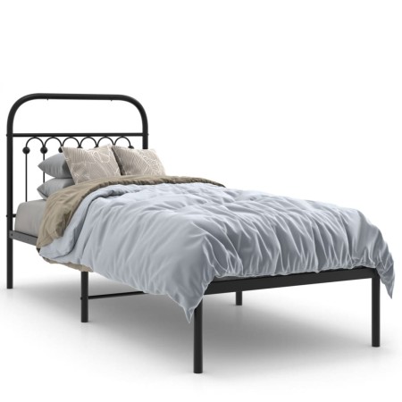 Bed frame with black metal headboard 80x200 cm by , Beds and slatted bases - Ref: Foro24-376591, Price: 74,74 €, Discount: %