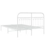 Estructura de cama de metal con cabecero blanca 135x190 cm de , Camas y somieres - Ref: Foro24-376648, Precio: 116,21 €, Desc...