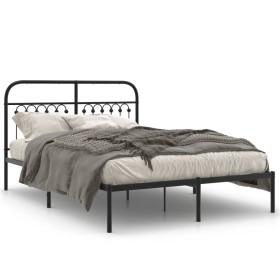 Estructura de cama con cabecero metal negro 140x200 cm de , Camas y somieres - Ref: Foro24-376601, Precio: 118,99 €, Descuent...