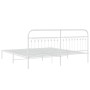 Metal bed frame with white headboard 193x203 cm by , Beds and slatted bases - Ref: Foro24-376655, Price: 131,99 €, Discount: %