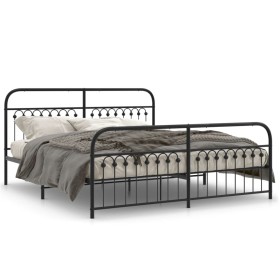 Estructura de cama cabecero y estribo metal negro 183x203 cm de , Camas y somieres - Ref: Foro24-376622, Precio: 159,99 €, De...