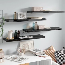 Floating wall shelves 4 pcs black gloss MDF 90x23.5x3.8cm by vidaXL, Shelves and shelves - Ref: Foro24-323777, Price: 60,99 €...