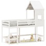 Cama alta escalera y techo madera maciza pino blanca 90x200 cm de , Camas y somieres - Ref: Foro24-3282031, Precio: 249,47 €,...