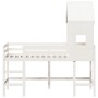 Cama alta escalera y techo madera maciza pino blanca 90x200 cm de , Camas y somieres - Ref: Foro24-3282031, Precio: 249,47 €,...