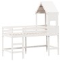 Cama alta escalera y techo madera maciza pino blanca 90x190 cm de , Camas y somieres - Ref: Foro24-3282033, Precio: 249,80 €,...