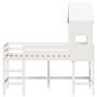 Cama alta escalera y techo madera maciza pino blanca 90x190 cm de , Camas y somieres - Ref: Foro24-3282033, Precio: 249,80 €,...