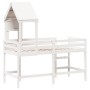 Cama alta escalera y techo madera maciza pino blanca 90x190 cm de , Camas y somieres - Ref: Foro24-3282033, Precio: 249,80 €,...