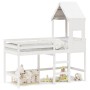 Cama alta escalera y techo madera maciza pino blanca 90x190 cm de , Camas y somieres - Ref: Foro24-3282027, Precio: 273,96 €,...