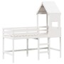 Cama alta escalera y techo madera maciza pino blanca 90x190 cm de , Camas y somieres - Ref: Foro24-3282027, Precio: 250,99 €,...