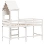 Cama alta escalera y techo madera maciza pino blanca 90x190 cm de , Camas y somieres - Ref: Foro24-3282027, Precio: 250,99 €,...