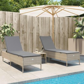 Sun loungers with cushions 2 units synthetic rattan beige by , Loungers - Ref: Foro24-3261590, Price: 289,99 €, Discount: %