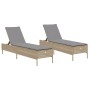 Sun loungers with cushions 2 units synthetic rattan beige by , Loungers - Ref: Foro24-3261590, Price: 290,27 €, Discount: %