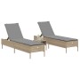 Sun loungers with cushions 2 units synthetic rattan beige by , Loungers - Ref: Foro24-3261590, Price: 290,27 €, Discount: %