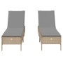 Sun loungers with cushions 2 units synthetic rattan beige by , Loungers - Ref: Foro24-3261590, Price: 290,27 €, Discount: %