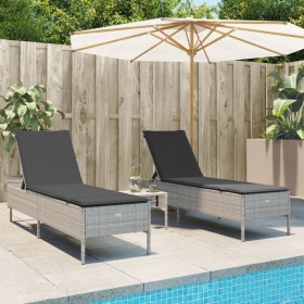 Sun loungers with cushions 2 units light gray synthetic rattan by , Loungers - Ref: Foro24-3261592, Price: 289,99 €, Discount: %