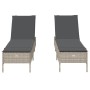 Sun loungers with cushions 2 units light gray synthetic rattan by , Loungers - Ref: Foro24-3261592, Price: 290,27 €, Discount: %