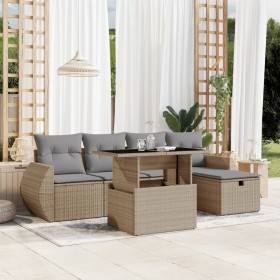 Garden sofa set with 6-piece synthetic rattan beige cushions by , Garden sets - Ref: Foro24-3275129, Price: 460,18 €, Discoun...