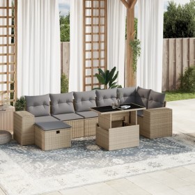 Garden sofa set with 8 pieces of synthetic beige rattan and cushions. by , Garden sets - Ref: Foro24-3275309, Price: 622,41 €...