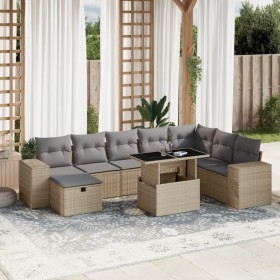 Garden sofa set 9 pieces with beige synthetic rattan cushions by , Garden sets - Ref: Foro24-3275349, Price: 679,03 €, Discou...