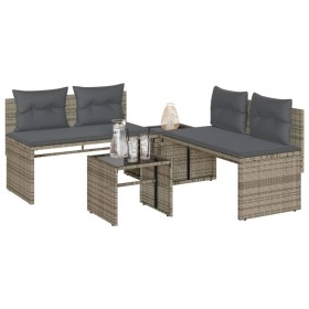 Set de sofás de jardín 4 pzas y cojines ratán sintético gris de , Conjuntos de jardín - Ref: Foro24-4003880, Precio: 282,99 €...