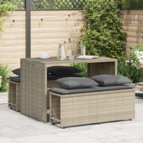 3-teiliges Garten-Esszimmer-Set Kissen synthetisches Rattan hellgrau von , Gartensets - Ref: Foro24-4003907, Preis: 242,41 €,...