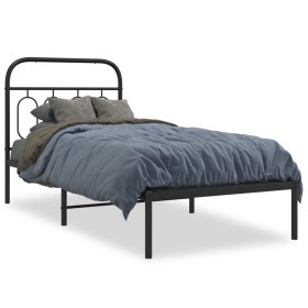 Estructura de cama con cabecero metal negro 80x200 cm de , Camas y somieres - Ref: Foro24-377108, Precio: 72,99 €, Descuento: %